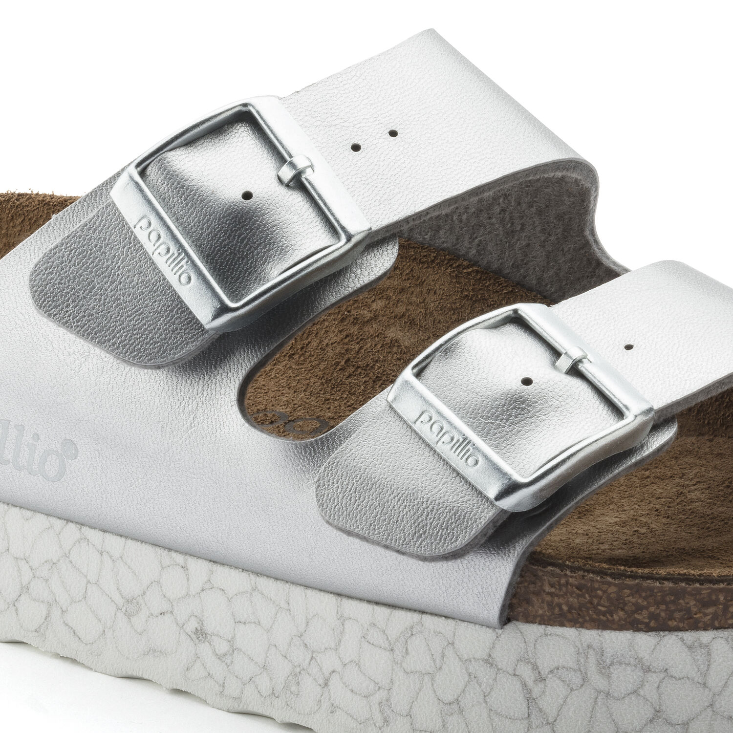 Birkenstock Arizona Platform Platinum Silver BirkoFlor