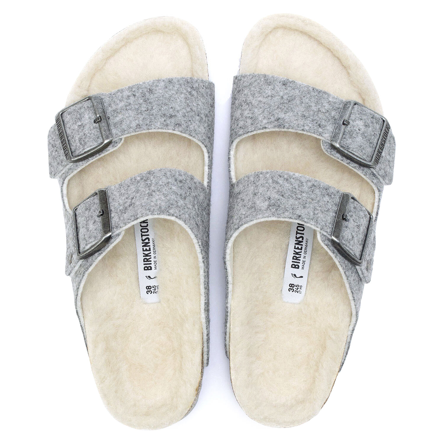 Birkenstock Arizona Rivet Wool Felt & factory Shearling Sandals Size 41