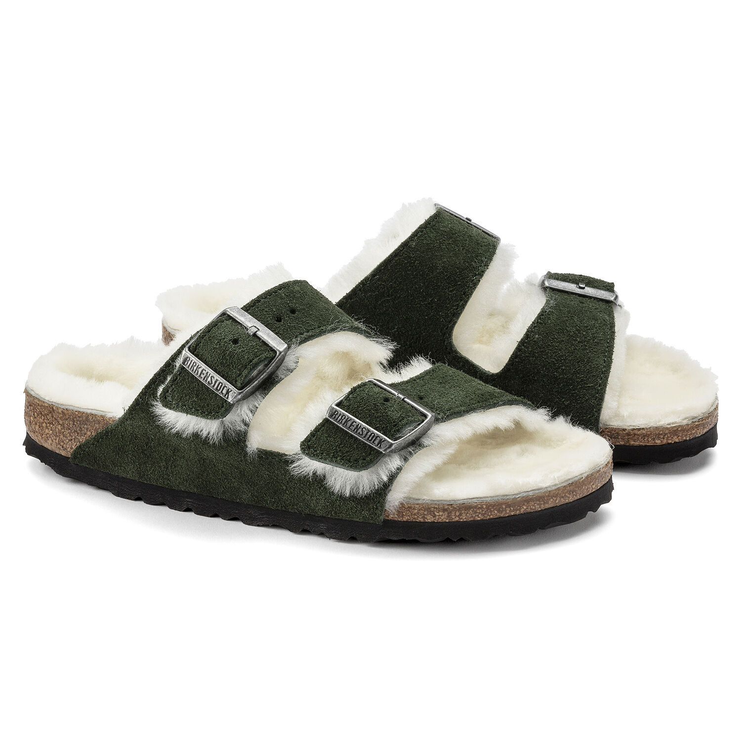 Birkenstock Arizona Shearling Mountain View Green Suede