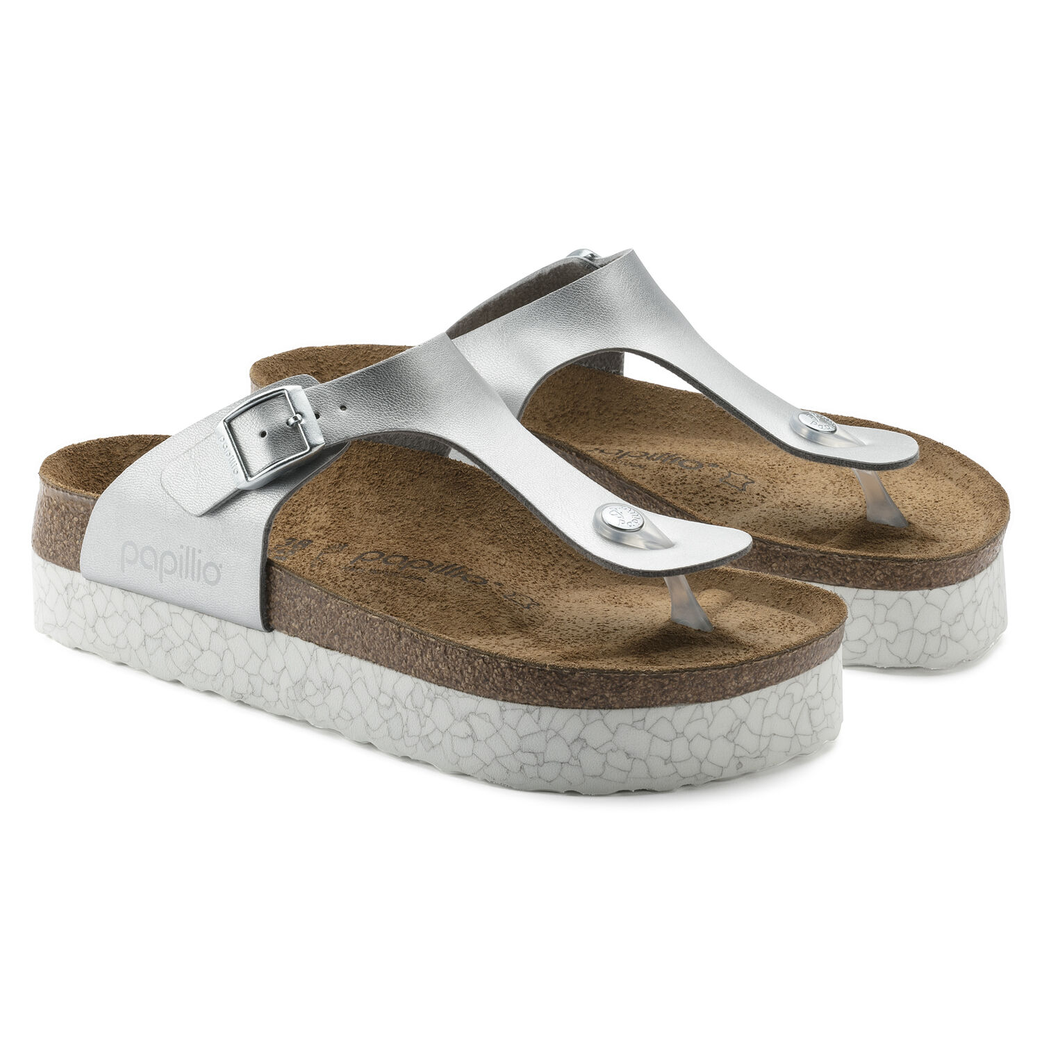 Birkenstock Gizeh Platform Platinum Silver BirkoFlor