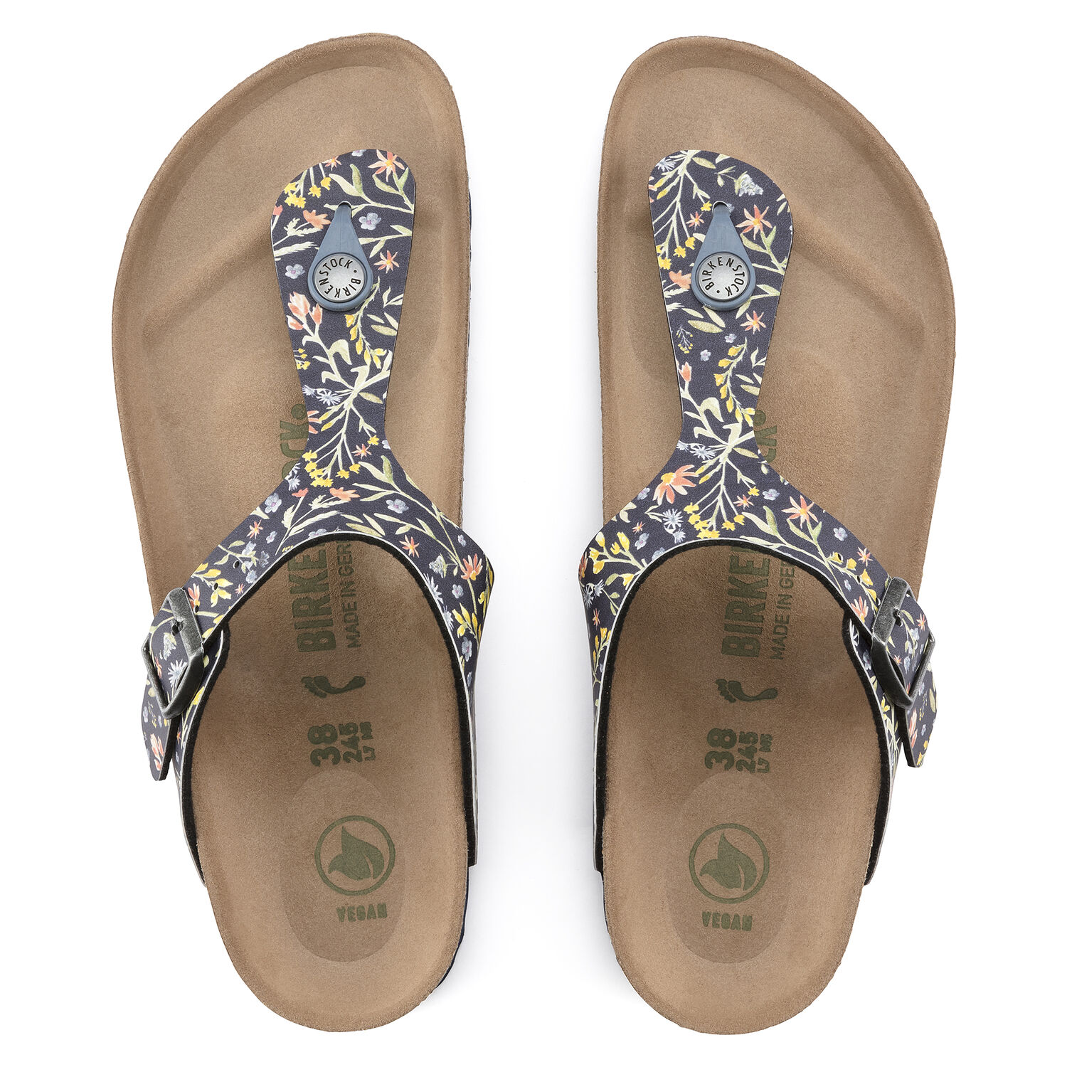 Birkenstock Gizeh Vegan Watercolor Flower Navy BirkoFlor