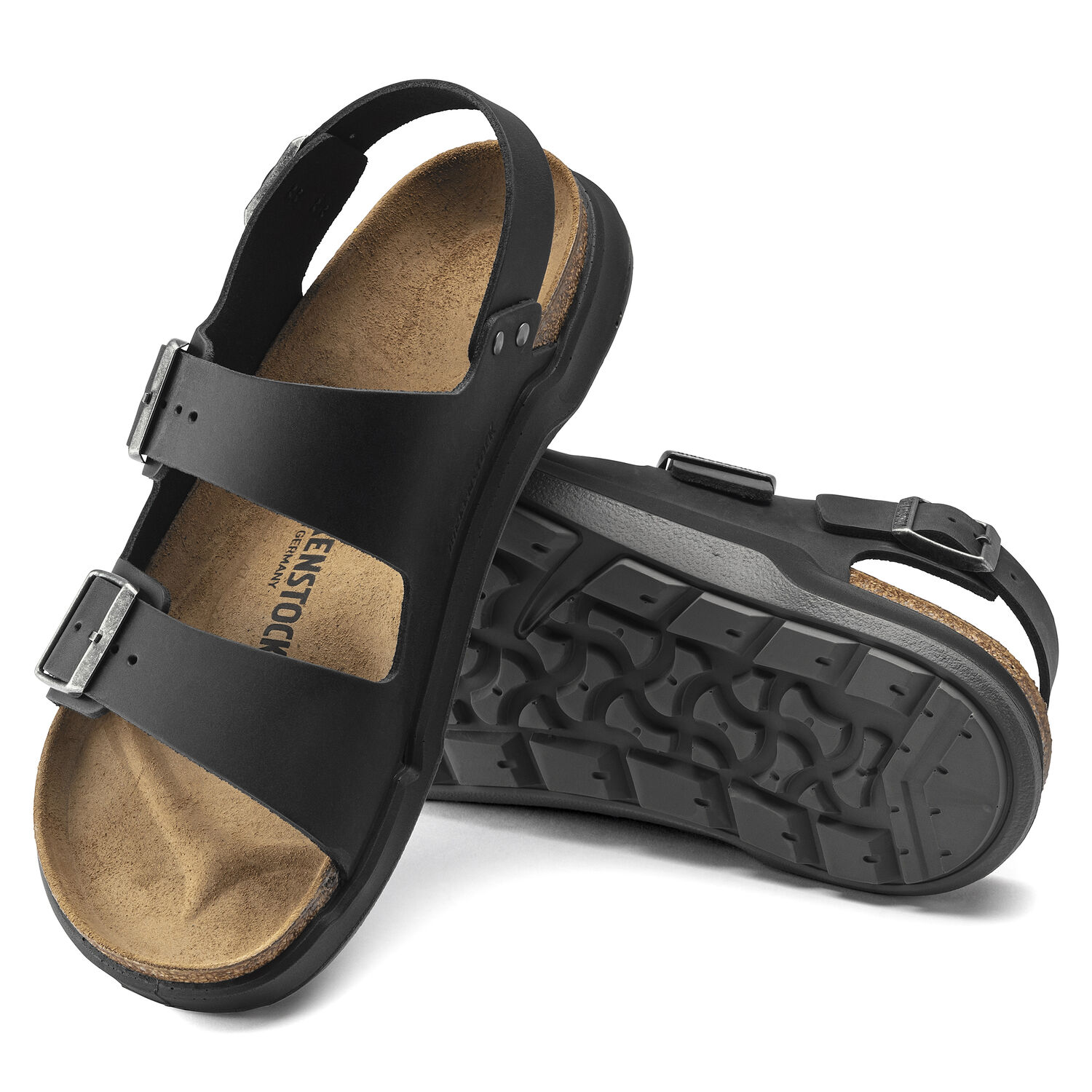 NEW BIRKENSTOCK women\'s milano crosstown sandals in black Birkenstock Milano Crosstown Black Oiled main image 2