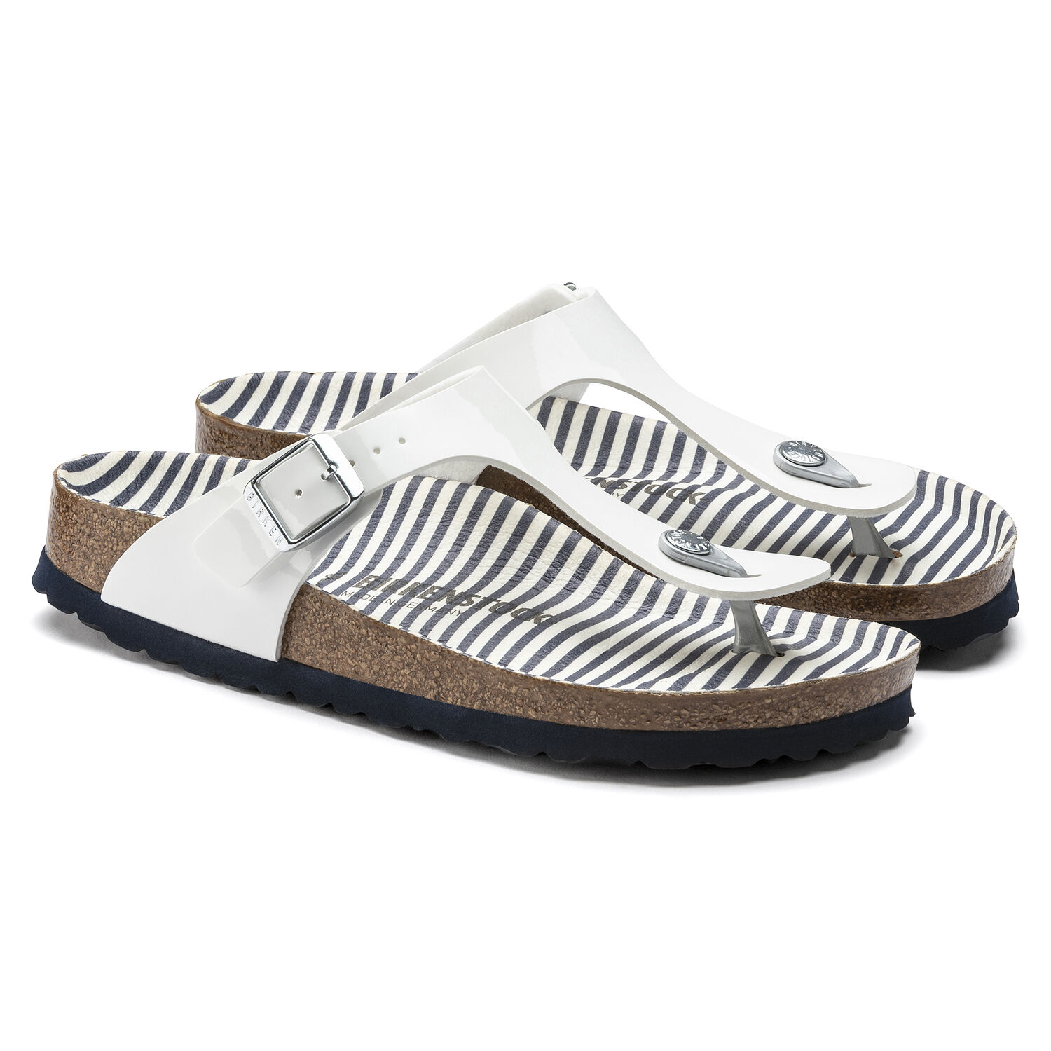 Birkenstock 11 Gizeh Nautical Stripes Navy White Thong Buckle Sandals Birkenstock Gizeh EVA Navy EVA main image 4