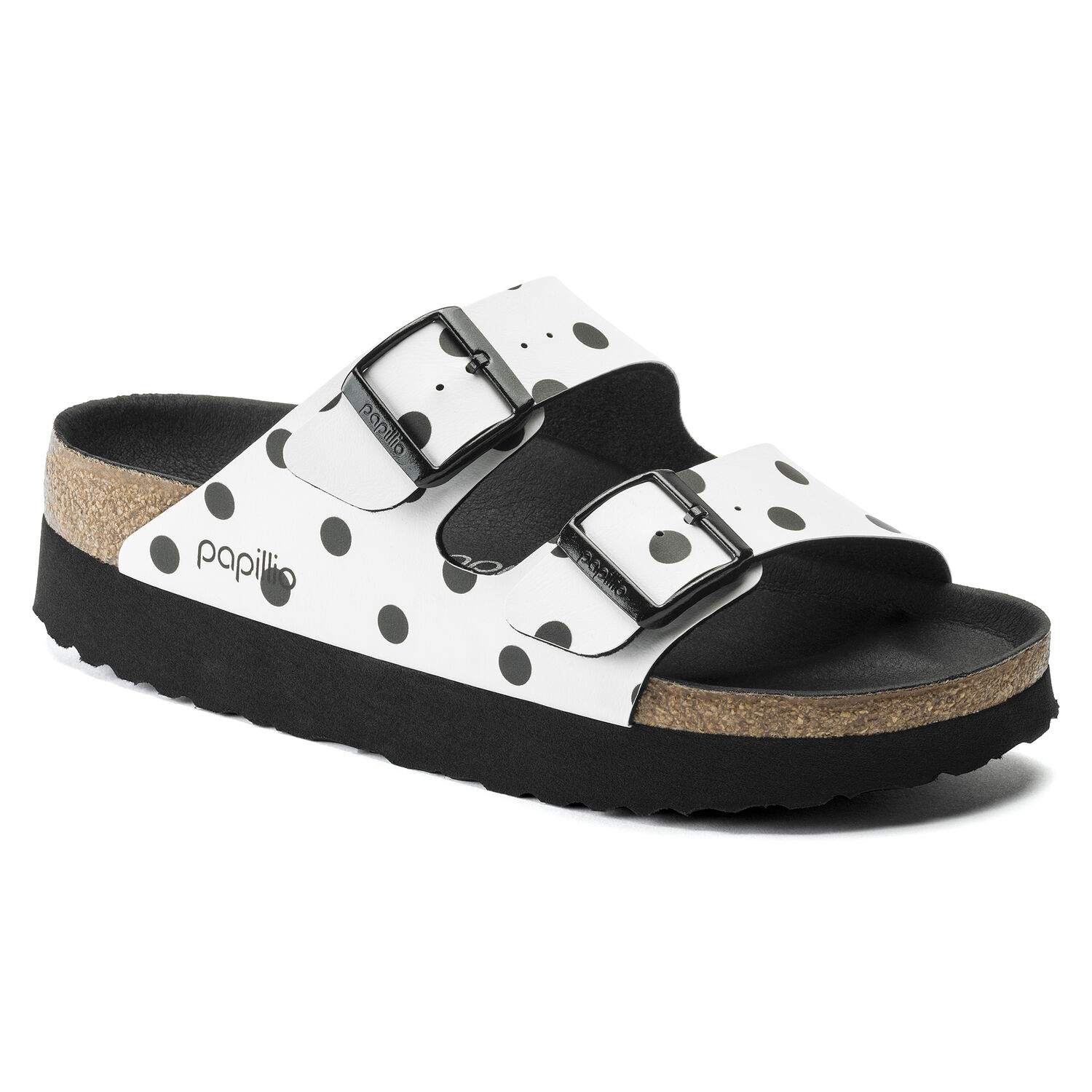 Birkenstock Arizona Platform White Black Dots BirkoFlor