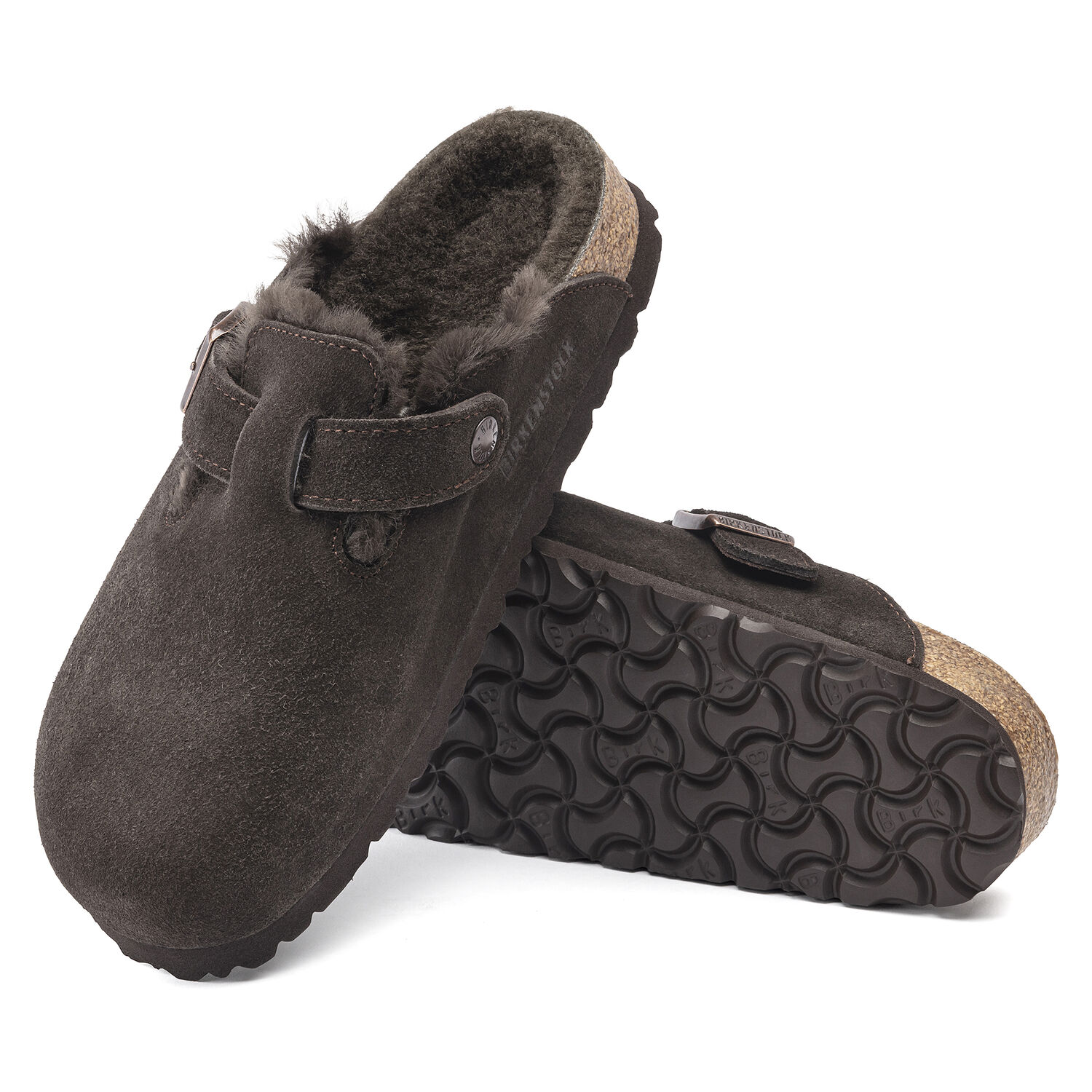 Birkenstock Boston Shearling Mocha Suede (Mocha Shearling)