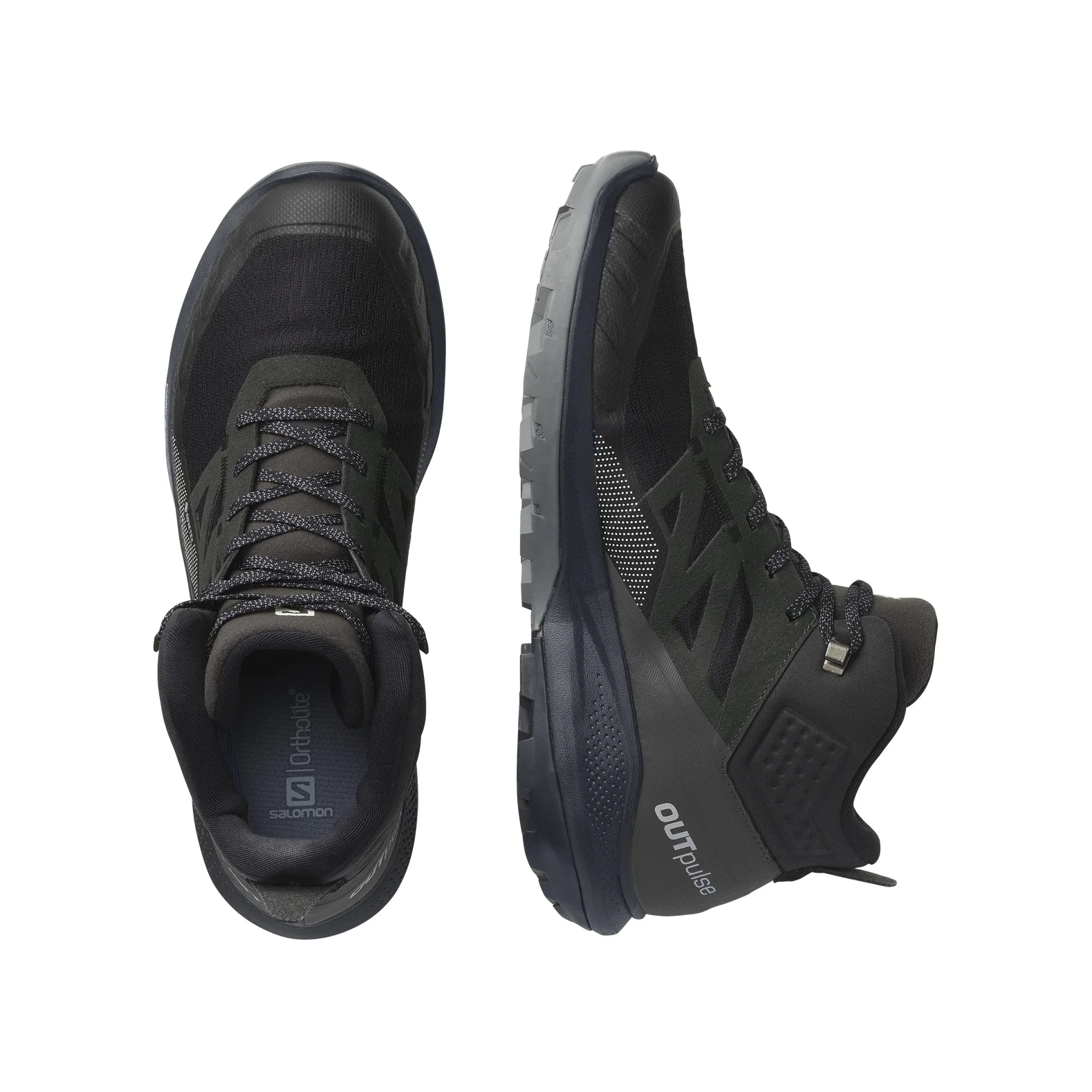 NEW SALOMON men\'s outpulse mid gtx hiking shoes in black Cut in half: Salomon Outpulse Mid GTX Review | RunRepeat main image 3