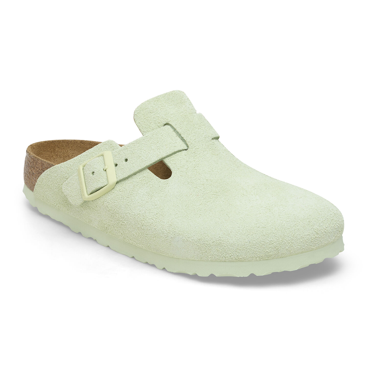 Birkenstock Boston Soft Footbed Faded Lime Suede display picture 3