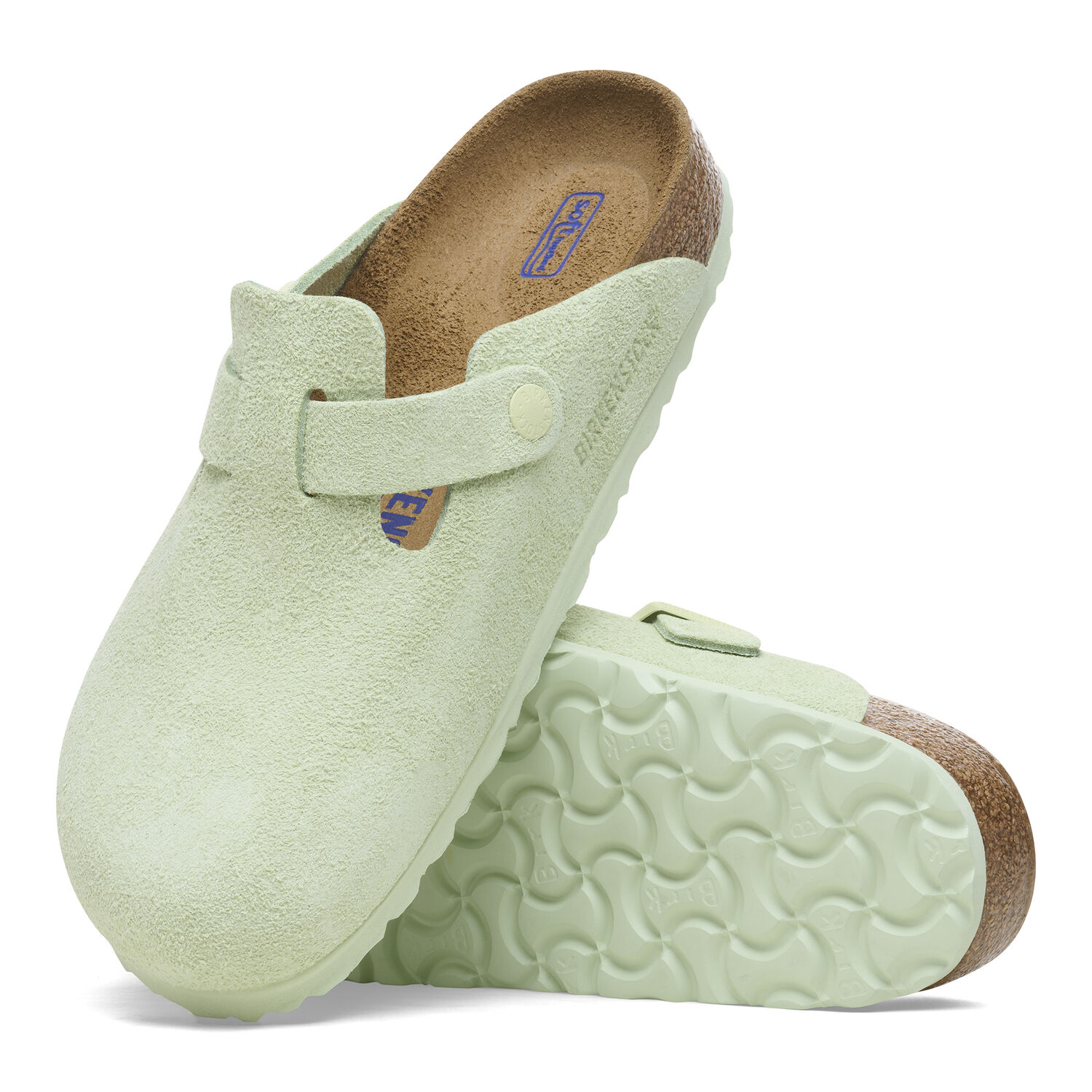 Birkenstock Boston Soft Footbed Faded Lime Suede