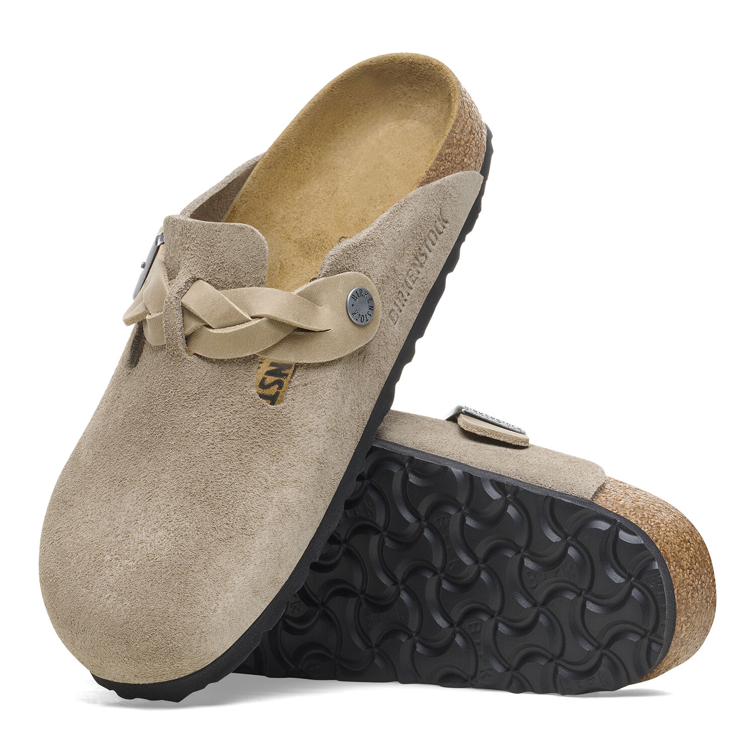 Birkenstock Boston Braided Taupe Suede