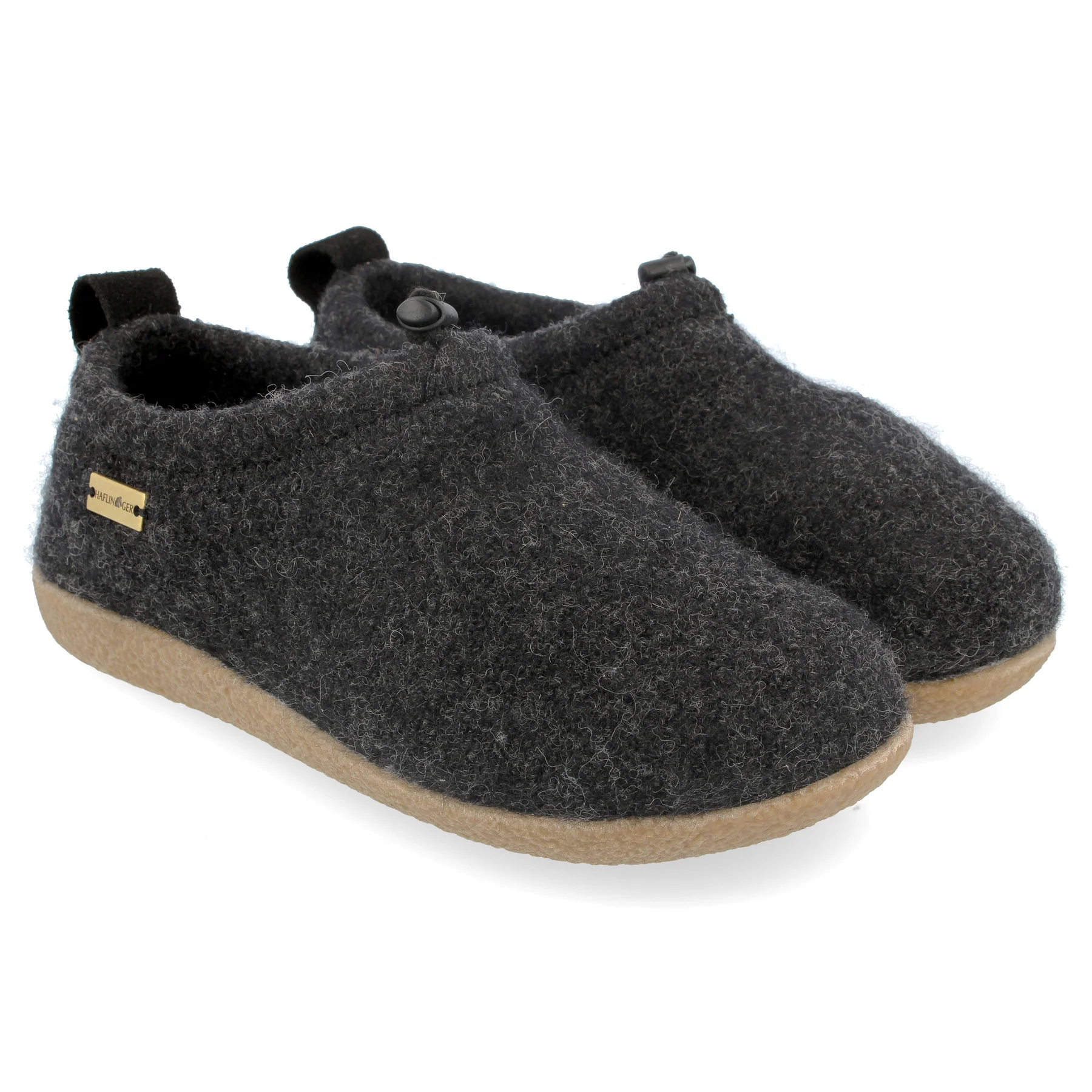 Haflinger Guido Black boiled wool slip-on loafers elastic drawstring M9 L11 Amazon.com | Haflinger Guido Slipper - Charcoal, 37 | Slippers main image 2