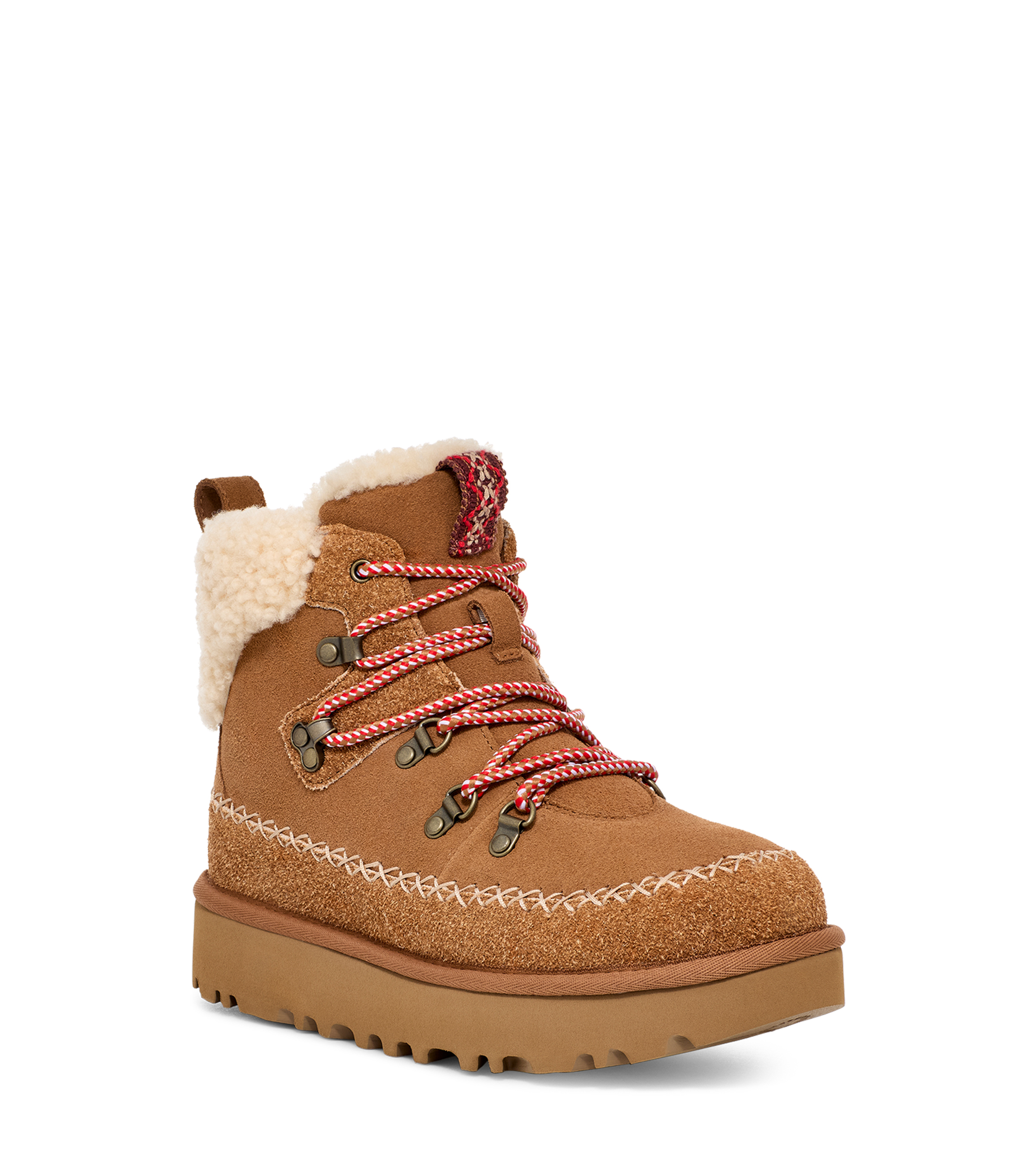 UGG Chestnut Brown Leather Lace Up Shearling Lined Waterproof Winter Boots 1153 UGG Brecken Leather Lace-Up Waterproof Wool Winter Boots  main image 2
