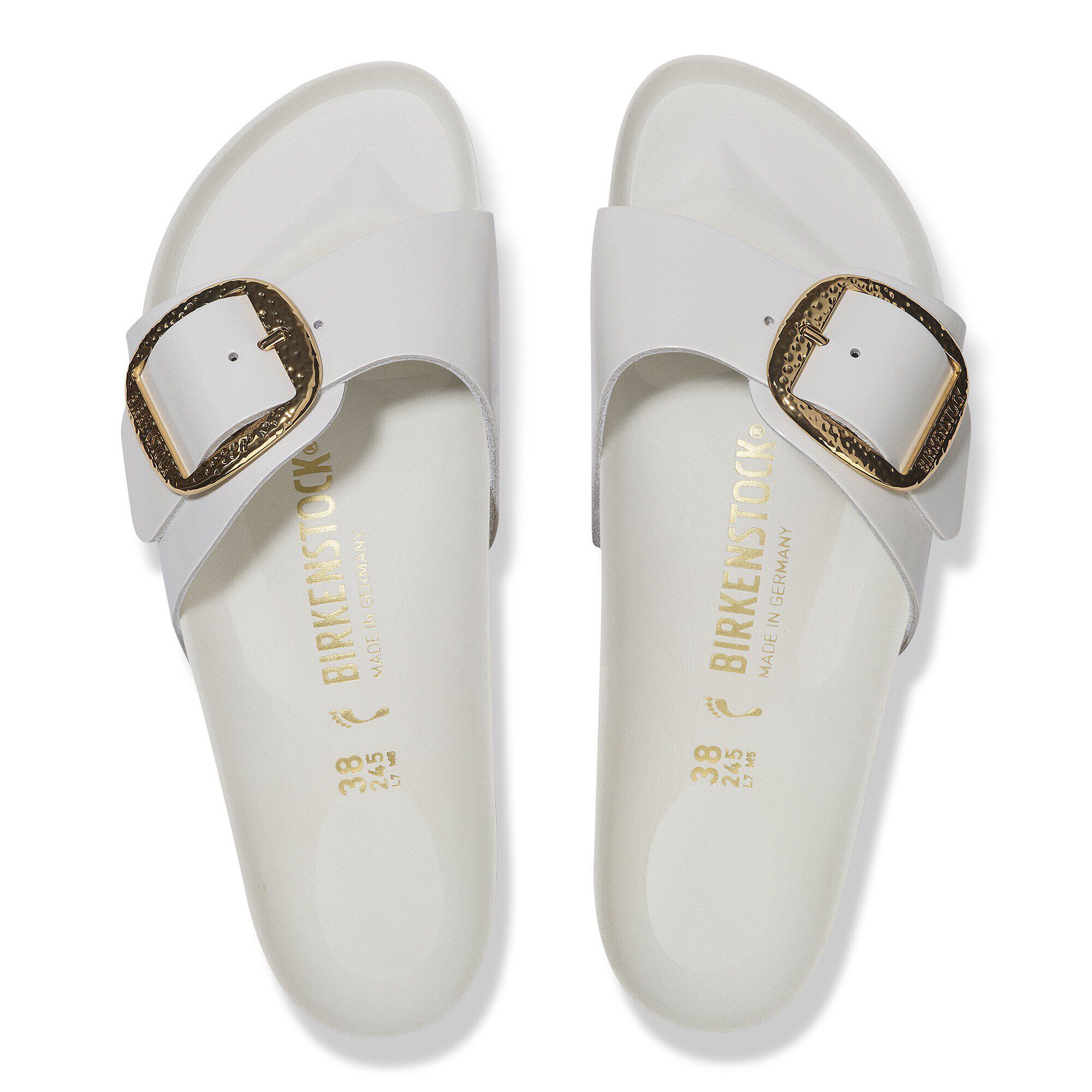 Birkenstock Madrid Hammered Big Buckle High Shine Antique White