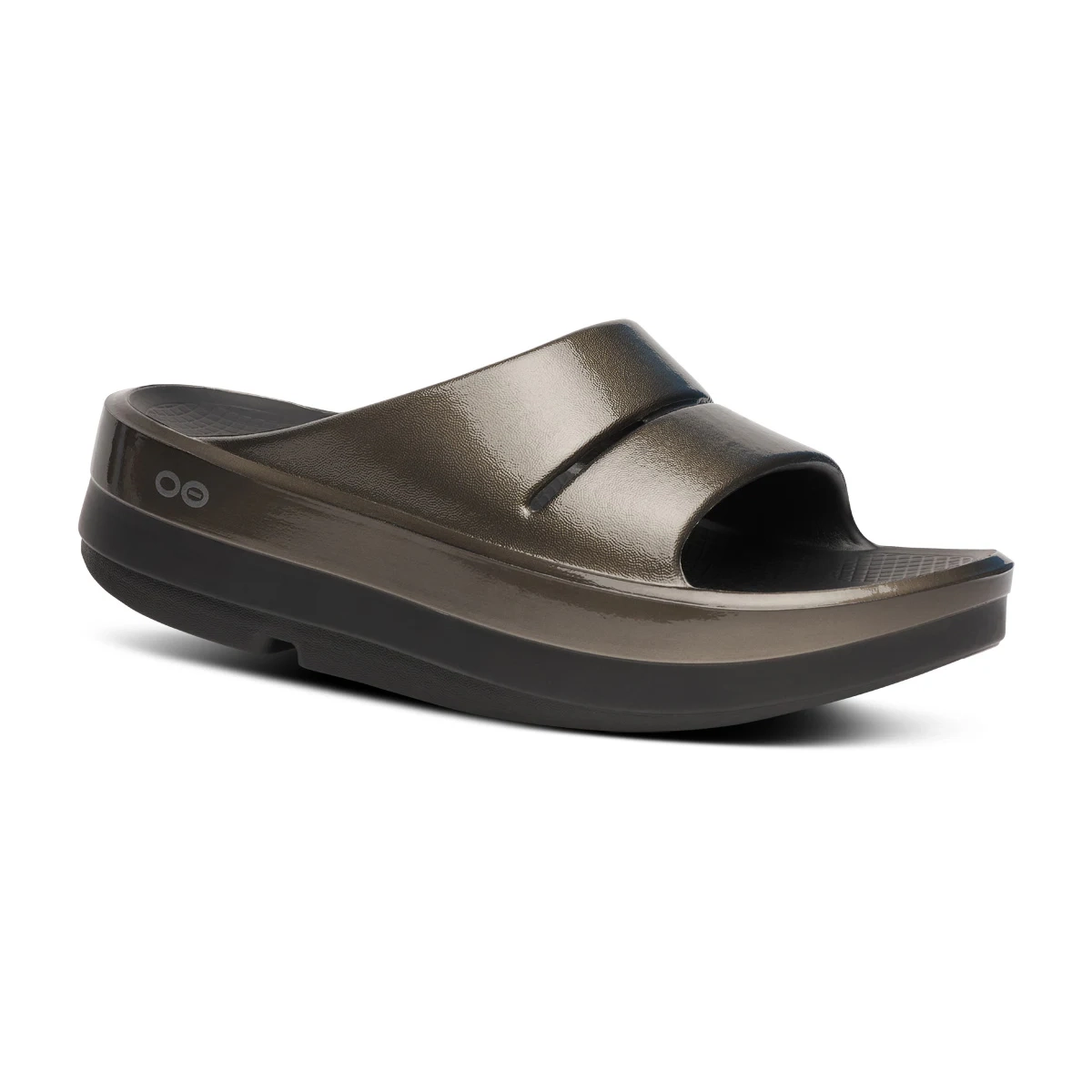 OOFOS　OOmega Black38 Women's OOmega OOlala Stacked Sandal - Titanium Mirror – OOFOS