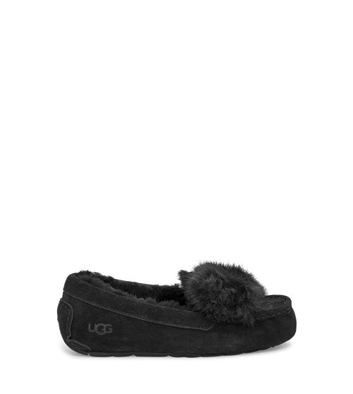 UGG ANSLEY BOW WOMEN SLIPPER SUEDE BLACK CHECKER US 6 /UK 4
